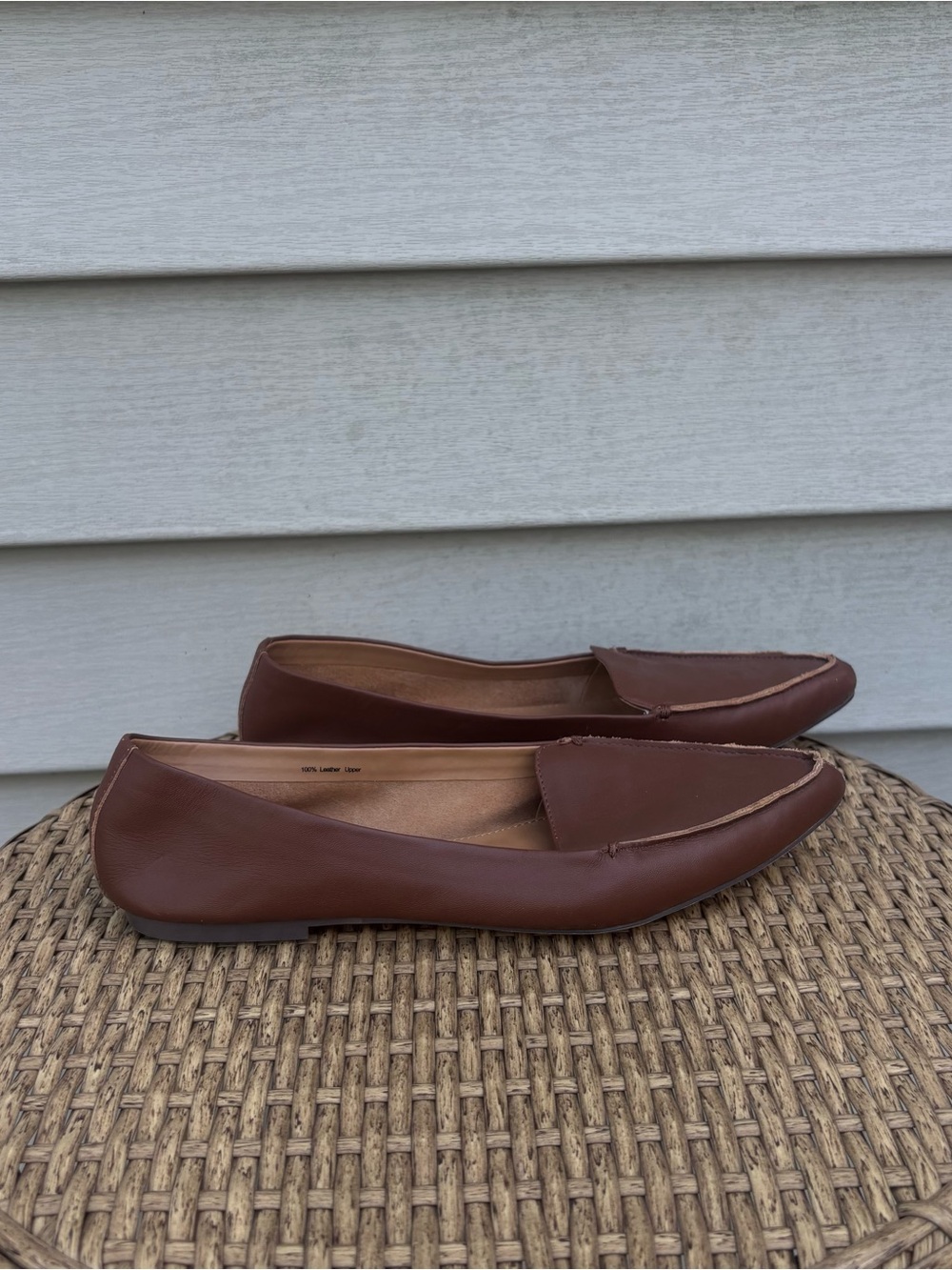J.Crew Women's Size 9 Brown Leather Pointed Toe Slip on Loafers / Flats